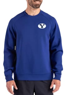 Cutter and Buck BYU Cougars Mens Blue Roam Long Sleeve Crew Sweatshirt