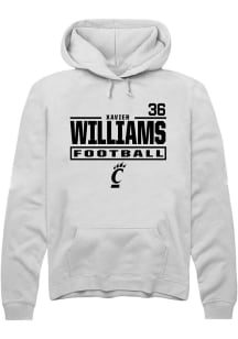 Xavier Williams Rally Mens White Cincinnati Bearcats NIL Stacked Box Player Hood