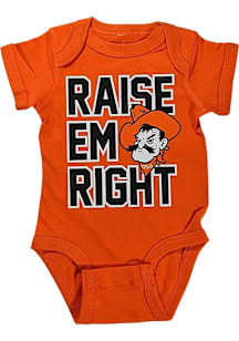 Oklahoma State Cowboys Baby Orange Raise Em Right Short Sleeve One Piece