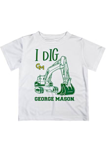 Vive La Fete George Mason University Toddler White Excavator Short Sleeve T-Shirt