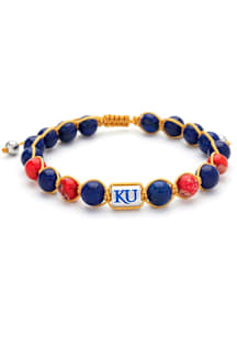 Kansas Jayhawks Stainless Steel Beaded Thread Mens Bracelet