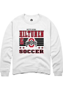 Nette-Nina Hiltunen Rally Mens White Ohio State Buckeyes NIL Striped Player Crew