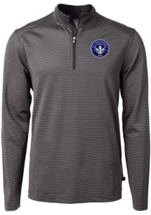 Cutter and Buck Montreal Impact Mens Black Virtue Eco Pique Stripe Big and Tall Qtr Zip