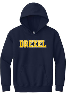 Youth Drexel Dragons Navy Blue Summit Sportswear Straight Block Long Sleeve Hooded Sweatshirt