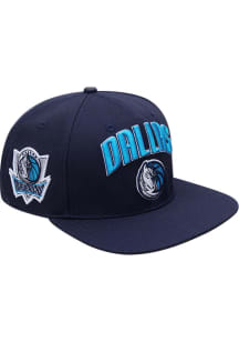 Pro Standard Dallas Mavericks Navy Blue Stacked Logo Mens Snapback Hat