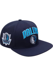 Dallas Mavericks Navy Blue Stacked Logo Mens Snapback Hat