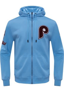 Pro Standard Philadelphia Phillies Mens Light Blue Classic Chenille Long Sleeve Zip Fashion