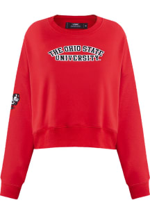 Pro Standard Ohio State Buckeyes Womens Red Fleece Crew Sweatshirt