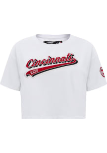 Pro Standard Cincinnati Reds Womens White Script Tail Short Sleeve T-Shirt