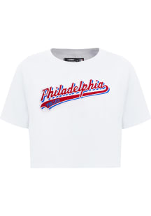 Pro Standard Philadelphia Phillies Womens White Script Tail Short Sleeve T-Shirt