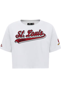 Pro Standard St Louis Cardinals Womens White Script Tail Short Sleeve T-Shirt
