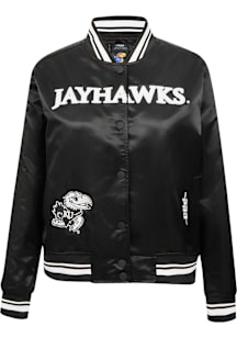 Pro Standard Kansas Jayhawks Womens Black Pearl Satin Light Weight Jacket