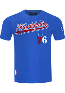 Pro Standard Philadelphia 76ers Blue Script Tail Short Sleeve Fashion T Shirt
