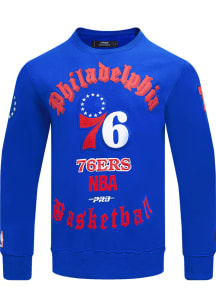 Pro Standard Philadelphia 76ers Mens Blue Old English Classics Long Sleeve Fashion Sweatshirt