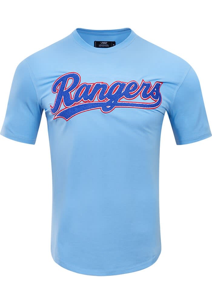 Pro Standard Texas Rangers Light Blue Team Name Short Sleeve Fashion T Shirt