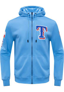 Pro Standard Texas Rangers Mens Light Blue Classic Chenille Long Sleeve Zip Fashion