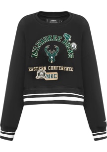 Pro Standard Milwaukee Bucks Womens Black Area Code Crew Sweatshirt