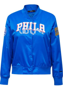 Pro Standard Philadelphia 76ers Womens Blue Classic Satin Light Weight Jacket