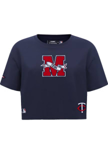 Pro Standard Minnesota Twins Womens Navy Blue Pennant Short Sleeve T-Shirt