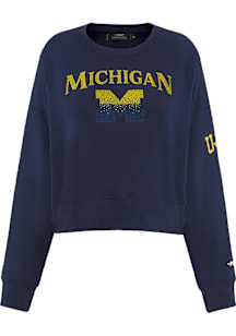 Pro Standard Michigan Wolverines Womens Blue Jewels Crew Sweatshirt