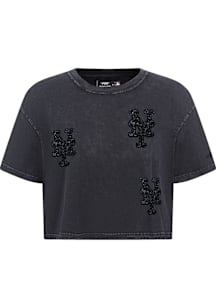 Pro Standard New York Mets Womens Black Washed Crystalline Short Sleeve T-Shirt