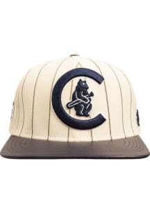 Pro Standard Chicago Cubs Ivory Pinstripe Retro Classic Logo Side Patch Mens Snapback Hat