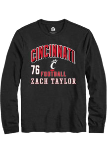 Zach Taylor Mens Black Cincinnati Bearcats NIL Arch Logo Long Sleeve Player T Shirt