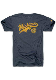 Michigan Wolverines Navy Blue The Mitten State 80s Wolverine Short Sleeve Fashion T Shirt