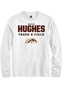 Kaelin Hughes Western Michigan Broncos White NIL Stacked Box Long Sleeve Player T Shirt