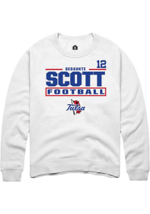 Dedaunte Scott Rally Mens White Tulsa Golden Hurricane NIL Stacked Box Player Crew