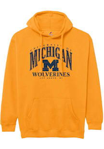 Mens Gold Michigan Wolverines Oversized Number One Hooded Sweatshirt