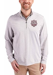 Cutter and Buck Indiana Hoosiers Mens Grey 2025 CFP National Champions Virtue Eco Pique Micro Stri..