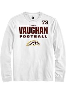 Zach Vaughan Western Michigan Broncos White Football NIL Stacked Box Long Sleeve Player T Shirt
