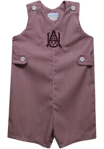 Vive La Fete Alabama A&amp;M Bulldogs Baby Maroon Gingham Overalls