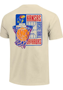 Kansas Jayhawks Beige Basketball Net Overlay Short Sleeve T Shirt