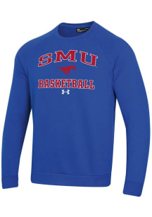 Under Armour SMU Mustangs Mens Blue Basketball Rival Long Sleeve Crew Sweatshirt