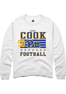Denim Cook Rally Mens White Pitt Panthers NIL Striped Player Crew