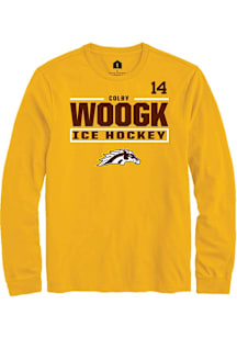 Colby Woogk Western Michigan Broncos Gold NIL Stacked Box Long Sleeve Player T Shirt