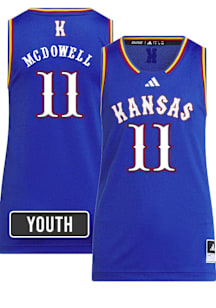 Jamari McDowell  Adidas Kansas Jayhawks Youth NIL Name And Number Blue Basketball Jersey