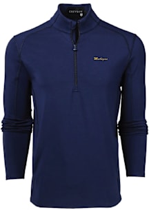 Greyson Michigan Wolverines Mens Navy Blue Gratiot Long Sleeve Qtr Zip Pullover
