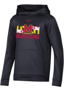 Youth Maryland Terrapins Black Under Armour Local No. 1 Pill Long Sleeve Hooded Sweatshirt