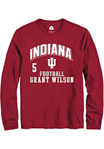 Grant Wilson Indiana Hoosiers Crimson Football NIL Arch Logo Long Sleeve Player T Shirt