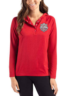 Cutter and Buck Indiana Hoosiers Womens Crimson 2025 CFP National Champions Coastline Eco Hooded S..