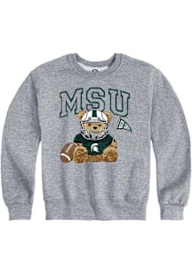 Summit Sportswear Michigan State Spartans Youth Grey Bear Necessities Long Sleeve Crew Sweatshirt