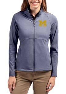 Womens Michigan Wolverines Blue Cutter and Buck Letterwinners M Club Adapt Eco Knit Light Weight J..