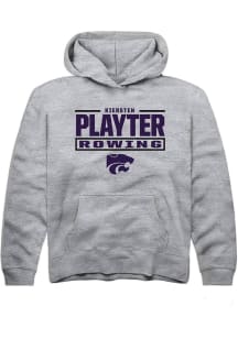 Kiersten Playter Rally Youth Grey K-State Wildcats NIL Stacked Box Long Sleeve Player Hoodie