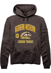 Jordon Thomas Rally Mens Brown Western Michigan Broncos NIL Arch Logo Hooded Sweatshirt