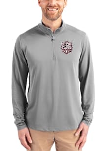 Cutter and Buck Indiana Hoosiers Mens Grey 2025 CFP National Champions Virtue Eco Pique Long Sleev..