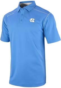 Columbia North Carolina Tar Heels Mens Light Blue Heat Seal Omni Wick Shotgun Short Sleeve Polo