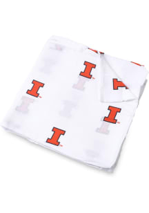 Muslin Swaddle Illinois Fighting Illini Baby Blanket - White
